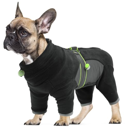 LiebeDD Fleecejacke Hund, Winter Hundejacke Hundemantel Fleece Hundepullover mit Geschirr und Reißverschluss Winddicht Weiche Pyjama für Mittelgroße Hunde Französische Bulldogge Beagle (XS-XXL) von LiebeDD