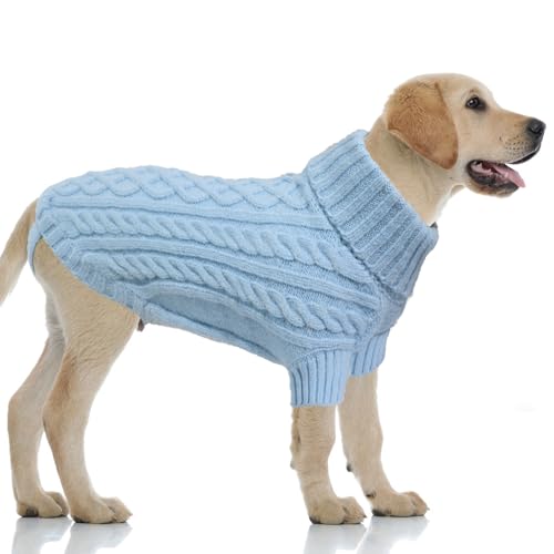 LiebeDD Hundepullover Grosse Hunde - Winter Warm Hundepulli mit Beinen Solide Klassisch Hunde Strick Pullover Hunde Pullis für Große Hunde Labrador Weimaraner, Dog Sweater (Himmel Blau 3XL) von LiebeDD