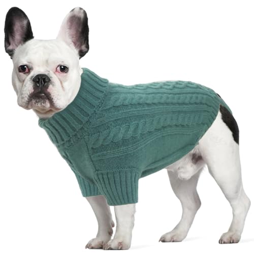 LiebeDD Hundepullover Grosse Hunde Pullis Winter Warm Hundepulli Weihnachtspullover Hund Fleece Französische Bulldogge Kleidung Dog Sweater, Blau Grün, L von LiebeDD