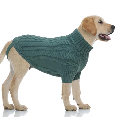 LiebeDD Hundepullover Grosse Hunde - Winter Warm Hundepulli mit Beinen Solide Klassisch Hunde Strick Pullover Hunde Pullis für Große Hunde Labrador Weimaraner, Dog Sweater (Türkis XL) von LiebeDD