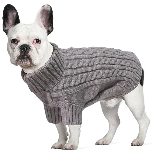 LiebeDD Hundepullover Grosse Hunde Pullis Winter Warm Hundepulli Weihnachtspullover Hund Fleece Französische Bulldogge Kleidung Dog Sweater Grau XXL von LiebeDD