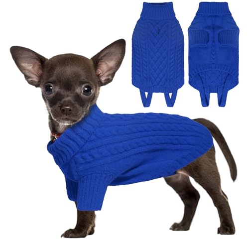 LiebeDD Hundepullover Kleine Hunde, Katzen Pullover, Hundepullover Weihnachten Hundepulli Weihnachts Pulli Pullis Pullover Hund für Chihuahua Dackel Französische Bulldogge, Saphirblau, XS von LiebeDD