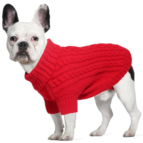 LiebeDD Hundepullover Kleine Hunde, Katzen Pullover, Hundepullover Weihnachten Hundepulli Weihnachts Pulli Pullis Pullover Hund für Chihuahua Dackel Französische Bulldogge, Xmas Rot, L von LiebeDD