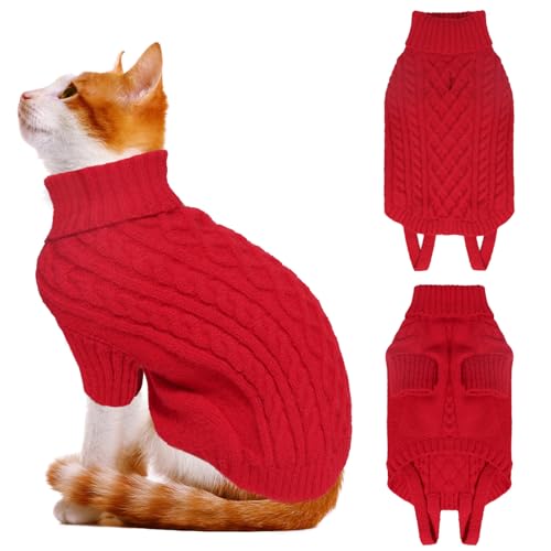 LiebeDD Hundepullover Kleine Hunde, Katzen Pullover, Hundepullover Weihnachten Hundepulli Weihnachts Pulli Pullis Pullover Hund für Chihuahua Dackel Französische Bulldogge, Xmas Rot, S von LiebeDD