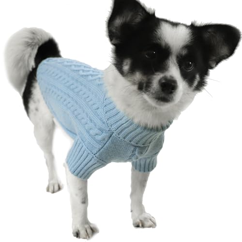 LiebeDD Hundepullover Kleine Hunde Pullis Winter Warm Hundepulli Weihnachtspullover Hund Fleece Weihnachten Hundepullover Kleidung für Französische Bulldogge Chihuahua Blau S von LiebeDD