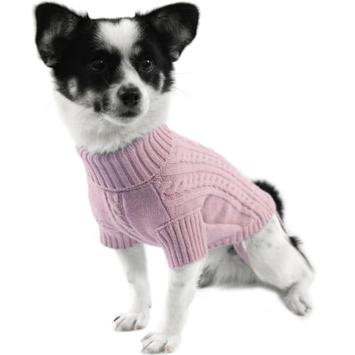 LiebeDD Hundepullover Kleine Hunde - Winter Warm Hundepulli mit Beinen Solide Klassisch Hunde Strick Pullover für Windhund Welpen und Katzen, Dog Sweater (Rosa S) von LiebeDD