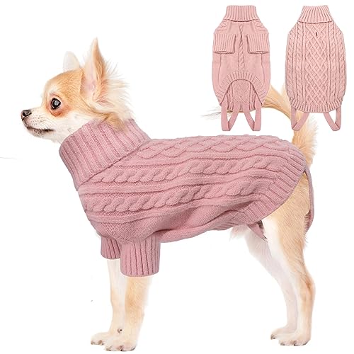 LiebeDD Hundepullover Kleine Hunde Pullis Winter Warm Hundepulli Weihnachtspullover Hund Fleece Weihnachten Hundepullover Kleidung für Französische Bulldogge Chihuahua Rosa XS von LiebeDD