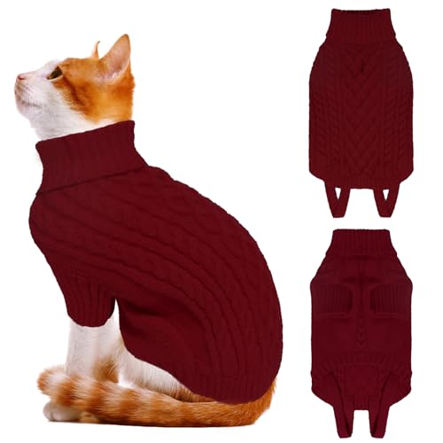 LiebeDD Hundepullover Kleine Hunde Pullis Winter Warm Hundepulli Weihnachtspullover Hund Fleece Weihnachten Hundepullover Kleidung für Französische Bulldogge Chihuahua Rot S von LiebeDD