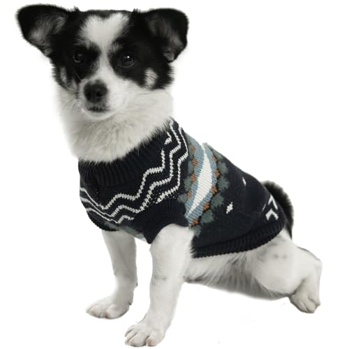 LiebeDD Hundepullover Kleine Mittelgroße Hunde Pullis Winter Warme Verdicken Hundepulli Französische Bulldogge Kleidung Hunde Pullover Kleine Hund Weihnachtspullover, Dunkelblau, M von LiebeDD