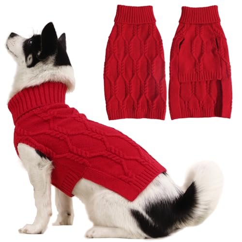 LiebeDD Hundepullover für Kleine Hunde, Sleeveless Rollkragen Hundepulli Winter Warm Gestrickter Pullover Weicher Pullover Thanksgiving Weihnachten Hundepullover Katzenpullover, Rot, S von LiebeDD