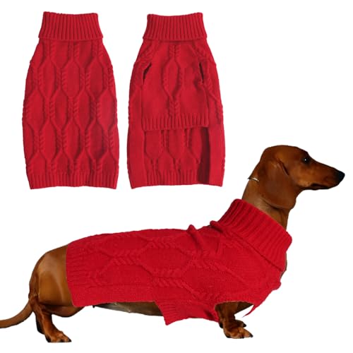 LiebeDD Hundepullover für Kleine Hunde, Sleeveless Rollkragen Hundepulli Winter Warm Gestrickter Pullover Weicher Pullover Thanksgiving Weihnachten Hundepullover Katzenpullover für Chihuahua, Rot,M von LiebeDD