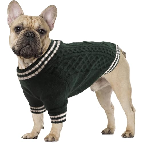 LiebeDD L Hundepullover Weihnachten Hund Kleidung Pullover Französische Bulldogge Hundebekleidung Hunde Pullis Winter Warm Fleece Hundepullover für Mittelgroße Grosse Hunde Schlafanzug, Grün von LiebeDD