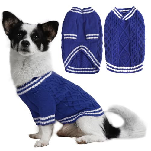 LiebeDD S Hundepullover Weihnachten Hund Kleidung für Chihuahua Pyjama Pullover Hundebekleidung Hunde Pullis Winter Warm Fleece Hundepullover für Kleine Mittelgroße Grosse Hunde Schlafanzug, Blau von LiebeDD