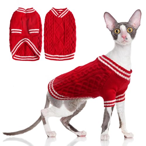 LiebeDD S Hundepullover Weihnachten Hund Kleidung für Chihuahua Pyjama Pullover Hundebekleidung Hunde Pullis Winter Warm Fleece Hundepullover für Kleine Mittelgroße Grosse Hunde Schlafanzug, Rot von LiebeDD