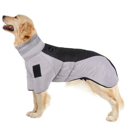 LiebeDD Wasserdicht Hundemantel Winter Warm Hunde Jacken mit Geschirr, Outdoor Hundemantel Grosse Hunde Wintermantel mit Bauchschutz Hund Winterjacke für Dackel Labrador, Schwarz, XL von LiebeDD