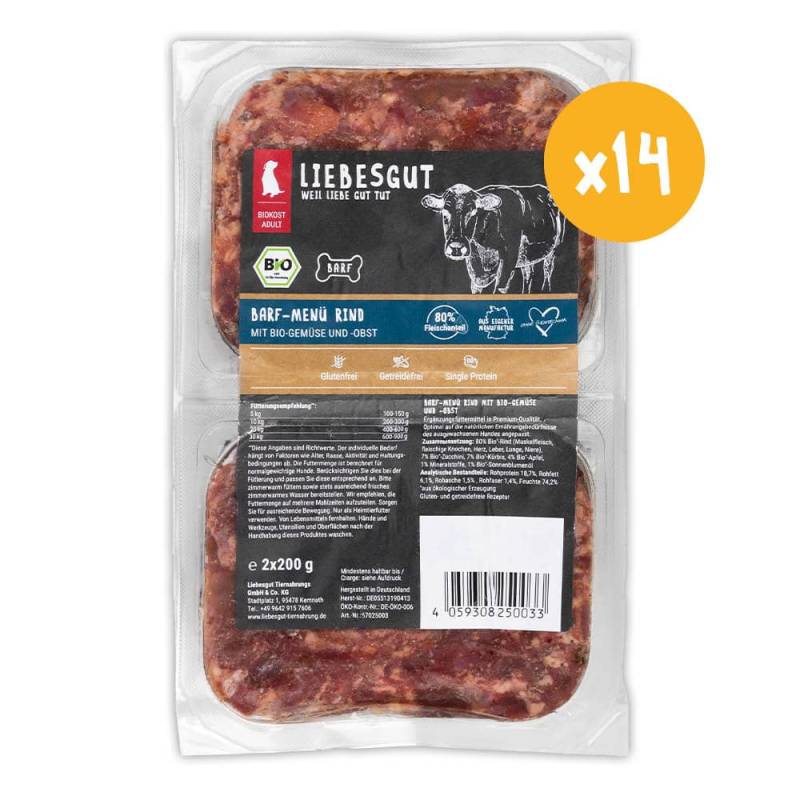 Barf-Menü Bio-Rind mit Bio-Gemüse und Bio-Obst von Liebesgut Tiernahrung