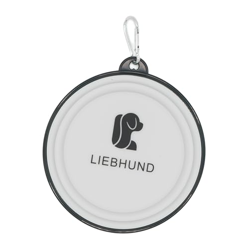 LIEBHUND Falti 600ml weiß/schwarz Faltbarer Napf Hundenapf Reisenapf von Liebhund