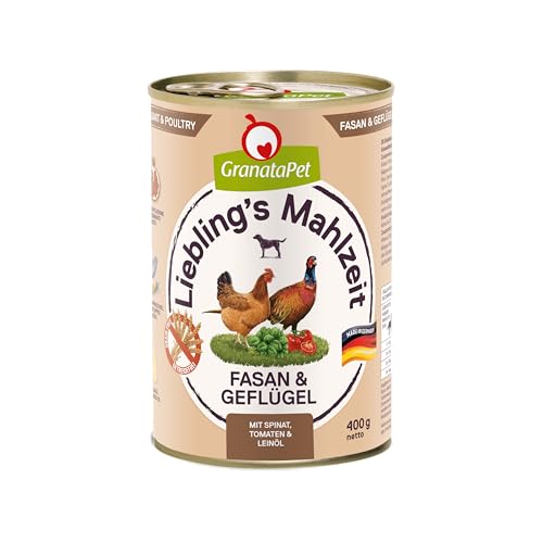 GranataPet Liebling's Mahlzeit Fasan & Geflügel, Nassfutter für Hunde, Hundefutter ohne Getreide & ohne Zuckerzusätze, Alleinfuttermittel, 6 x 400 g von GranataPet