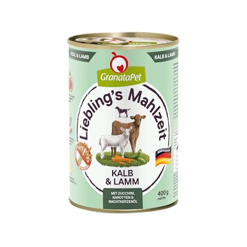 GranataPet Liebling's Mahlzeit Kalb & Lamm, Nassfutter für Hunde, Hundefutter ohne Getreide & ohne Zuckerzusätze, Alleinfuttermittel, 6 x 400 g von GranataPet