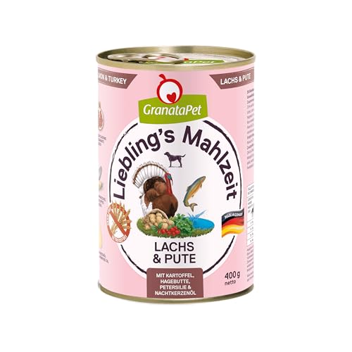 GranataPet Liebling's Mahlzeit Lachs & Pute, Nassfutter für Hunde, Hundefutter ohne Getreide & ohne Zuckerzusätze, Alleinfuttermittel, 6 x 400 g von GranataPet