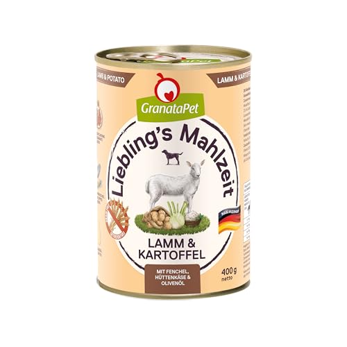 GranataPet Liebling's Mahlzeit Lamm & Kartoffel, Nassfutter für Hunde, Hundefutter ohne Getreide & ohne Zuckerzusätze, Alleinfuttermittel, 6 x 400 g von GranataPet