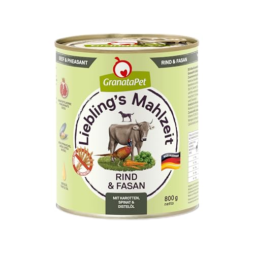 GranataPet Liebling's Mahlzeit Rind & Fasan, Nassfutter für Hunde, Hundefutter ohne Getreide & ohne Zuckerzusätze, Alleinfuttermittel, 6 x 800 g von GranataPet