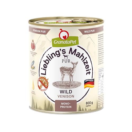 GranataPet Liebling's Mahlzeit Wild PUR, Nassfutter für Hunde, Hundefutter ohne Getreide & Zuckerzusätze, Alleinfuttermittel mit hohem Fleischanteil & hochwertigen Ölen, 6 x 800 g von GranataPet