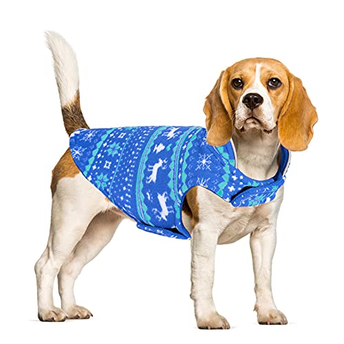 Weihnachts-Hundemantel, wendbar, warm, Winterweste, verstellbare Größe, für den Winter, Outdoor, Hundekleidung als Haustiere (XL, blau) von Life HS