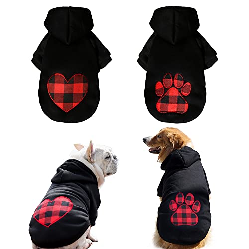 2 Stück HundeKapuzenpullover Liebe Fußabdrücke für Hundekleidung Urlaub Festival Hundekleider Welpen Hoodies Party Kostüme Hundemantel Katze Outfits Hund Sweatshirt für kleine Hunde Katzen Junge von LifeWheel