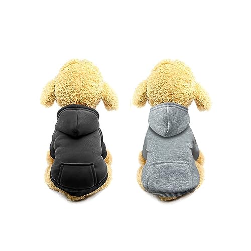 Hunde-Kapuzenpullover, Haustier-Fleece-Sweatshirts mit Taschen, Hundepullover, Hund, kaltes Wetter, Mäntel, Winter, warme Baumwolle, weich, Welpen-Kapuzenpullover, Hundekleidung für kleine, von LifeWheel