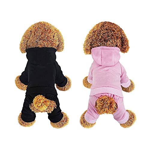 Hunde-Kapuzenpullover, Haustier-Overall, Fleece-Sweatshirt mit Knöpfen, Hunde-Pyjama, Winter Warm Baumwolle Welpe Hoodie 4 Beine Hundekleidung für kleine mittelgroße große Hunde Katzen Junge Mädchen von LifeWheel