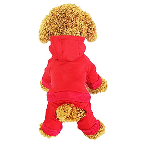 LifeWheel Haustier Kleidung Hundemantel Hundepullover Warm Wintermantel Hunde Kostüm für Katzen Kleine Hunde Hunde-Kapuzenpullover (Rot, L) von LifeWheel