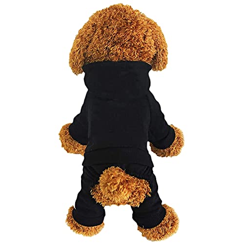 LifeWheel Haustier Kleidung Hundemantel Hundepullover Warm Wintermantel Hunde Kostüm für Katzen Kleine Hunde Hunde-Kapuzenpullover (Schwarz, S) von LifeWheel