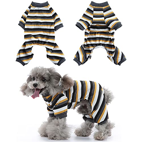 LifeWheel Hunde Pyjama für Kleine Hunde Gestreifter Hundeschlafanzüge, Hunde Klamotten, Bekleidung Pyjama Dehnbarer Trainingsanzug, Süßes Outfit für Hunde, Katzen, Jungen, Mädchen, Tägliches Festival von LifeWheel