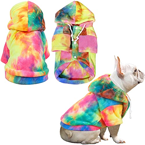 Kleidung für Haustiere Hundemantel für Kleine Hunde Tie Dye Hunde Hoodie Winter Warm Halloween Weihnachtskostüm Geschenk Hunde Pullover für Mittelgroße Hunde von LifeWheel