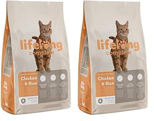 Amazon-Marke: Lifelong - Complete Komplett Trockenfutter für ausgewachsene Katzen, Huhn und Reis, 3kg, 1er-Pack (Packung mit 2) von Lifelong