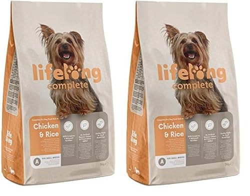 Amazon-Marke: Lifelong - Hundefutter für ausgewachsene Hunde (Adult) Kleiner Rassen, Fein zubereitetes Trockenfutter reich an Huhn und Reis, 3 kg (1er-Pack) (Packung mit 2) von Lifelong