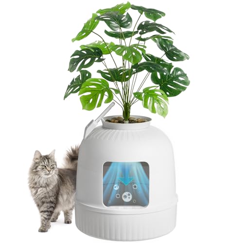 Lifewit Katzenklo Blumentopf mit Pflanze & Schaufel, Katzenklo Versteckt, Katzentoilette XXL mit Geruchskontrolle & Kohlefilter, Wohnzimmer, Schlafzimmer, Ecke, Weiß von Lifewit