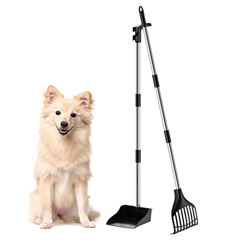 Lifewit Plastik-Hundekotschaufel für den Garten, Leichter tragbarer KOT-Schaufel für mittelgroße/kleine Hunde, Verstellbarer Metallstiel mit langem Griff, Kotschaufel-Set für Rasen, Garten, Gras von Lifewit