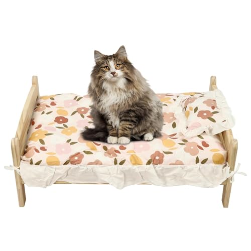 Lightakai Hundebett, Tragbares HundeKissen Massivholz Hundesofa Hundecouch Katzensofa Plüsch Weiches Kisse, Abnehmbar und Waschbar für Katzen und Welpen 79 x 55 x 30cm von Lightakai