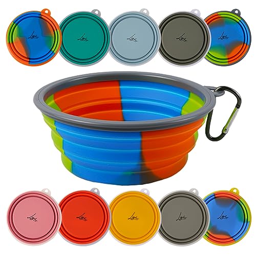 Ligo - EBBY 2PCS Hundenapf, Reiseschüssel, tragbarer Futternapf für Wasser und Futter, zusammenklappbarer Napf mit Karabiner (DUNKELGRAU) von Ligo