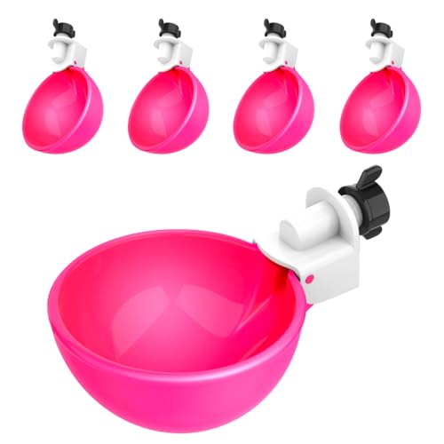 Lil'Clucker - Rosa große automatische Hühnertränkerbecher geeignet für Enten, Gänse, Truthähne, Kaninchen - Wasser-Futter-Kit - Geflügelbewässerung - 5 Stück von Lil'Clucker