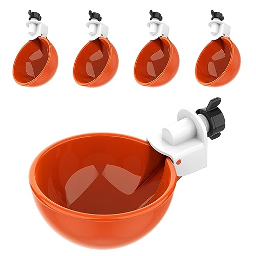 Lil Clucker große automatische Hühnerwasser-Futterstation für Hühner, geeignet für Küken, Ente, Gans, Truthahn und Hasen, 5 Stück, Orange von Lil'Clucker