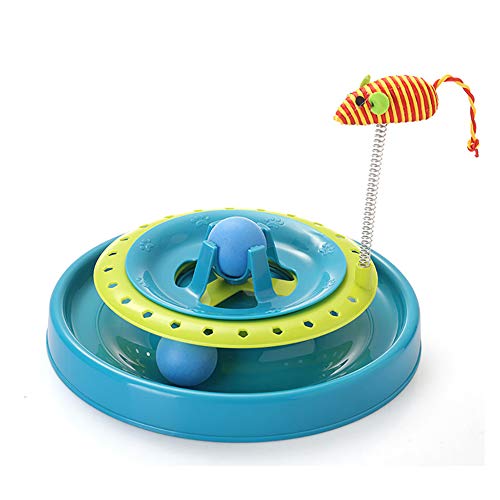 Lilalit Katzen-Ball-Spielzeug, Maus-Spielzeug-Katzen-wechselwirkendes Katzen-Spielzeug mit 360 ° Umdrehungs-Katzen-Spielwaren Rosa/Blau von Lilalit