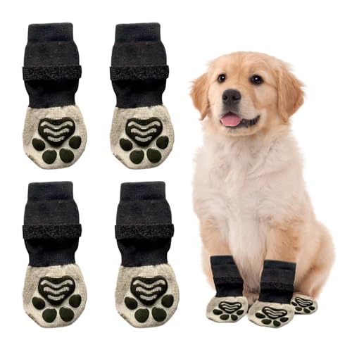 Lilbitty 4 Stück rutschfeste Hundesocken für Gehwege, warm/kalt, Pfotenschutz gegen Lecken und Rutschen, ideal für Hundepfoten (S) von Lilbitty