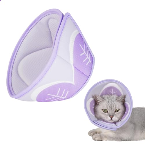 Lilbitty Katzen-Erholungshalsbandkegel, verstellbares Katzenkegelhalsband weich, Kegel für Katzen nach Operationen, Kätzchenkegel, Lila Katzenkegelhalsband (Klein) von Lilbitty