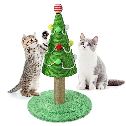 Liliful 25,5 Zoll Katzenkratzbaum Hoch Ceder Weihnachten Katzenbäume für Erwachsene Große Katzen, Interaktiver Niedlicher Katzenkratzbaum mit Teaser Ball, Sisal Katzenkratzbaum Baum Katzenspielzeug von Liliful