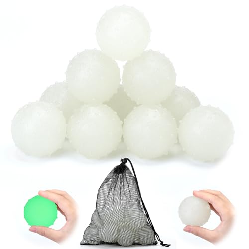 Liliful Hundespielzeug, leuchtet im Dunkeln, 6,1 cm, Gummi, leuchtender Apportierball mit Netztasche, für Welpen, kleine und mittelgroße Hunde, 10 Stück von Liliful