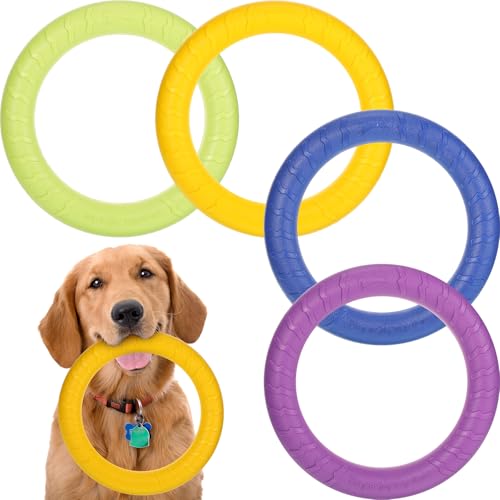 Liliful Hundespielzeug für den Außenbereich, Hundespielzeug, Flugscheiben, Kauspielzeug für kleine, mittelgroße und große Hunde, Training, Apportieren, Werfen, Fangen, interaktives Spielen, 4 Farben, von Liliful