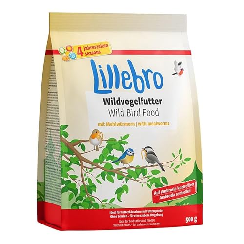 Lillebro Wildvogelfutter mit Mehlwürmern, 6 x 500 g, insgesamt 3 kg von Lillebro